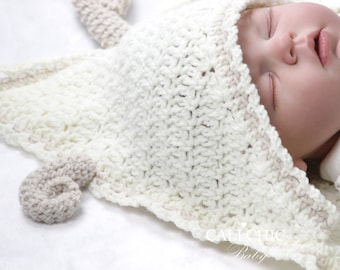 Crochet Hooded Baby Blanket Pattern: Little Lamb (PDF Pattern)