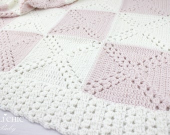 Granny Square Crochet Baby Blanket Pattern, Alice #173, Crochet PATTERN, DIY Crochet Baby Blanket Instant PDF Pattern Download