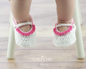 Crochet Baby Shoes Pattern - Penelope Baby Shoes pattern 325 - Crochet Girls baby shoes - Instant Download PDF Pattern