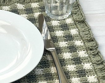 Crochet Gingham Tablemat Pattern, Easy DIY Placemat Gingham Design #702 Table Accessory (PDF Download)