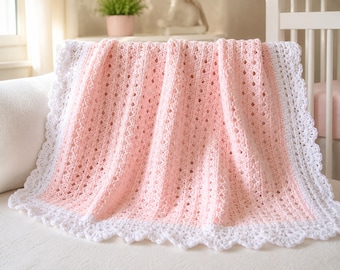 Crochet Angel Baby Blanket Pattern: Lacy Edging (PDF Download, 31x31 inches