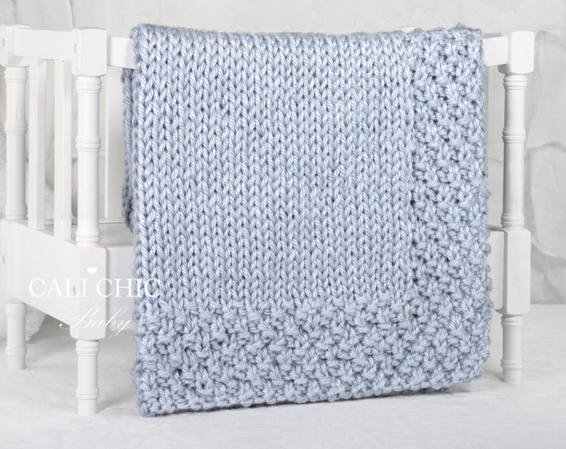 Easy Knit Baby Blanket Pattern: Bulky Yarn Afghan, Throw (PDF Pattern) image 1
