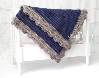 Crochet PATTERN 24 - Sweet Dreams - Crochet Baby Blanket PATTERN 24 - Denim Blue- Instant Download PDF