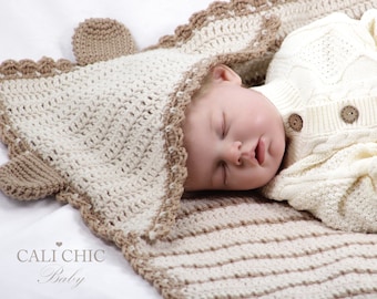Little Bear Hooded Baby Blanket Crochet Pattern (PDF Download)