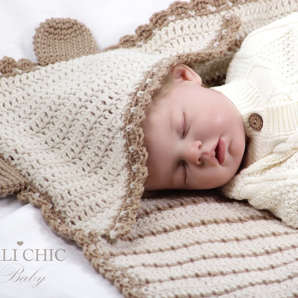 Hooded Baby Blanket Crochet Pattern, Little Bear 157, Baby Blanket Pattern, DIY Crochet Baby Blanket Instant PDF Pattern Download