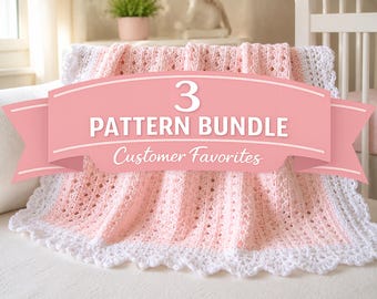 3 Crochet Baby Blanket Patterns Bundle, Customer Favorites PDF Patterns - Instant Download