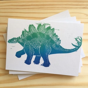 Hand printed Stegosaur greetings card image 2