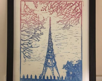 Crystal Palace Transmitter - hand printed linocut