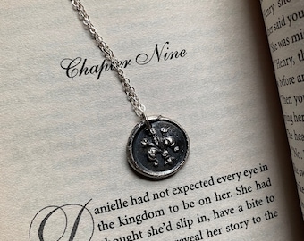 Ever After fleur de lis “lost wax” Seal- Fine silver and sterling silver necklace