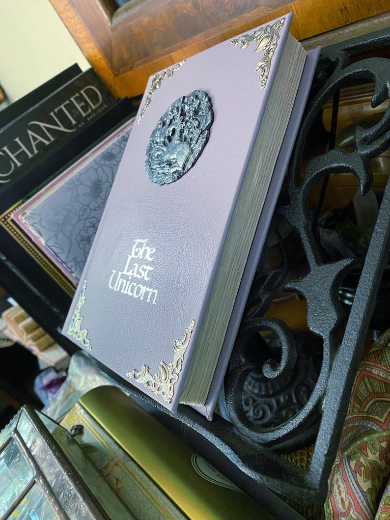 The Last Unicorn Book: Leather Bound, Antique, Lilac Wood Version, (by Peter S. Beagle) image 5