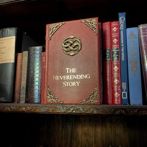The Neverending Story by Michael Ende - Leather bound Book - Special Edition - Illustrated - Red and Green text