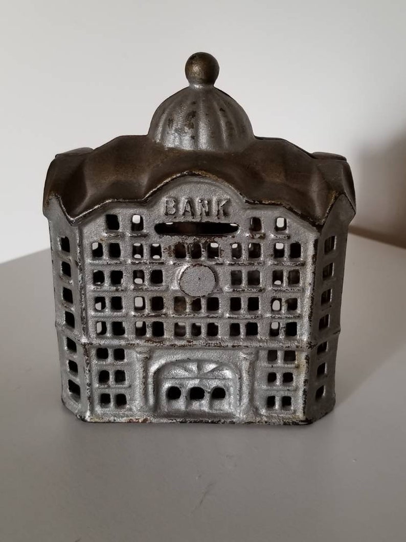 Antique Cast Iron Still Bank in the Shape of a Building with a Etsy