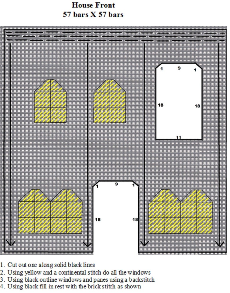 Cute Halloween Haunted House Dollhouse Plastic Canvas PDF PATTERN image 5