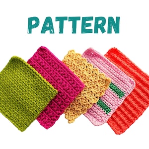 Dishcloths, 5 styles DIY CROCHET PATTERN