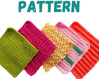 Dishcloths, 5 styles DIY CROCHET PATTERN