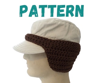 Ear Warmer for Baseball Hunting Hat Cap CROCHET PATTERN