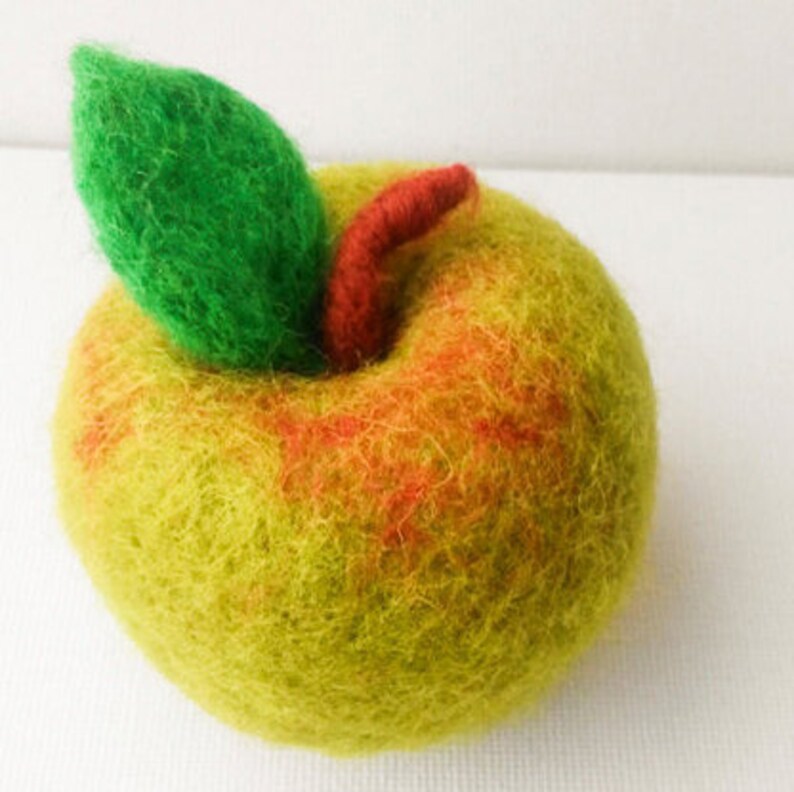 Needle Felted Play Food Green Apple Decorative Fruit Etsy
