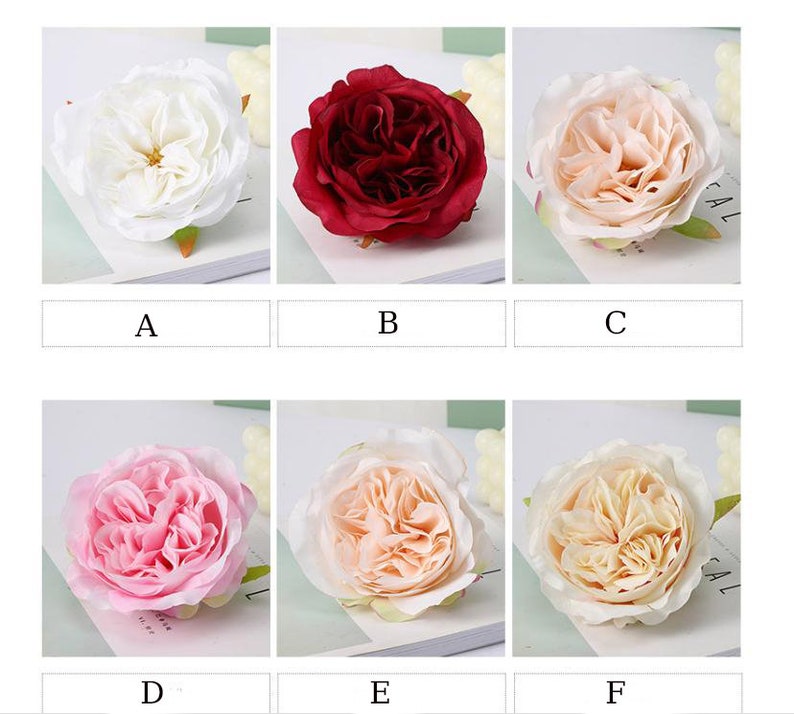 Artificial Simulation Silk Camellia Peony Austin Rose Wedding Flower 50 ...