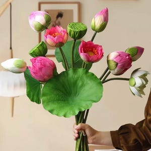 Artificial lotus flowers, lotus leaf, lotus bud, Seedpod, home decor, table centerpieces,event floral arrangements, photography props