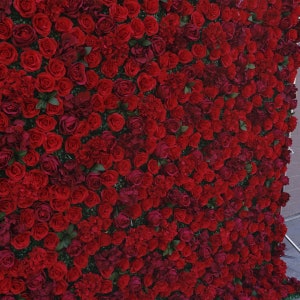 3D Red Rose Flower Wall Green Plants for Wedding Arrangement Event ...