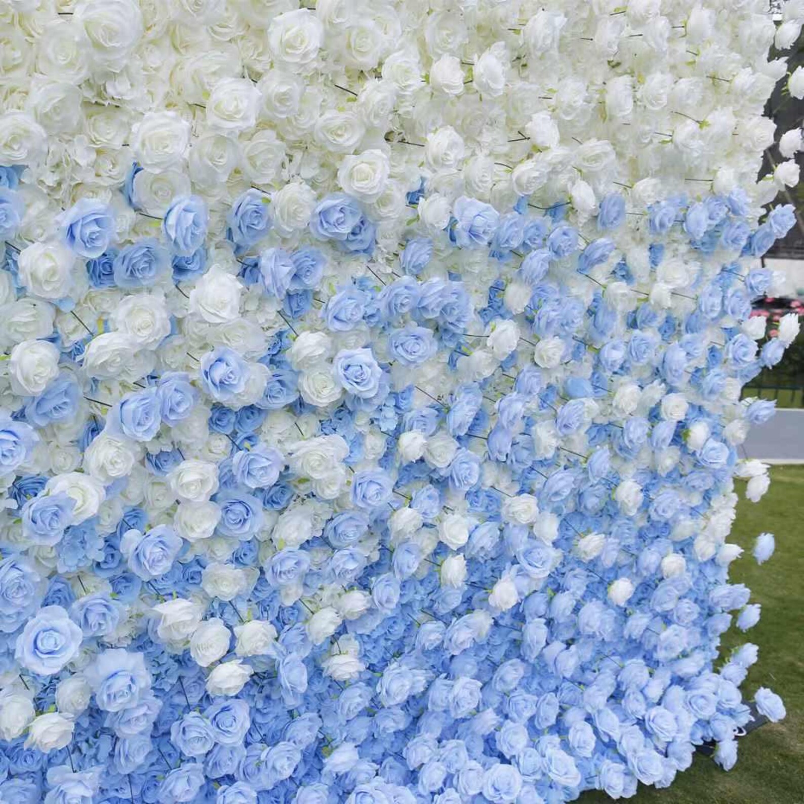 Gradual Sky Blue Flower Wall for Wedding Arrangement Event Salon Party ...