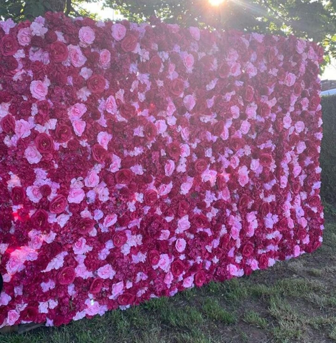 Hot Pink Wedding Flower Wall Fake Flower Wall for Photography Backdrop