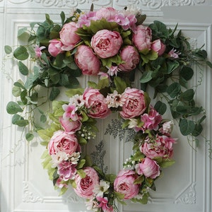 Mauve/Blush Peony & Eucalyptus Swag/Wreath for Wedding/Front Door, Rustic Flower Swag, Boho Wreath, Rose and Eucalyptus Swag/Wreath
