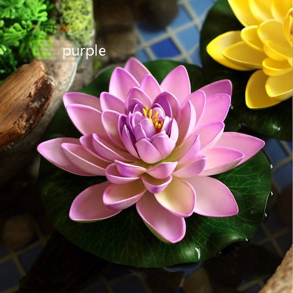 6 Stück künstliche Simulation Lotus Seerose PE Schaum Lotus Garten Fisch Tank Teich Dekoration Blume Diam.17 cm