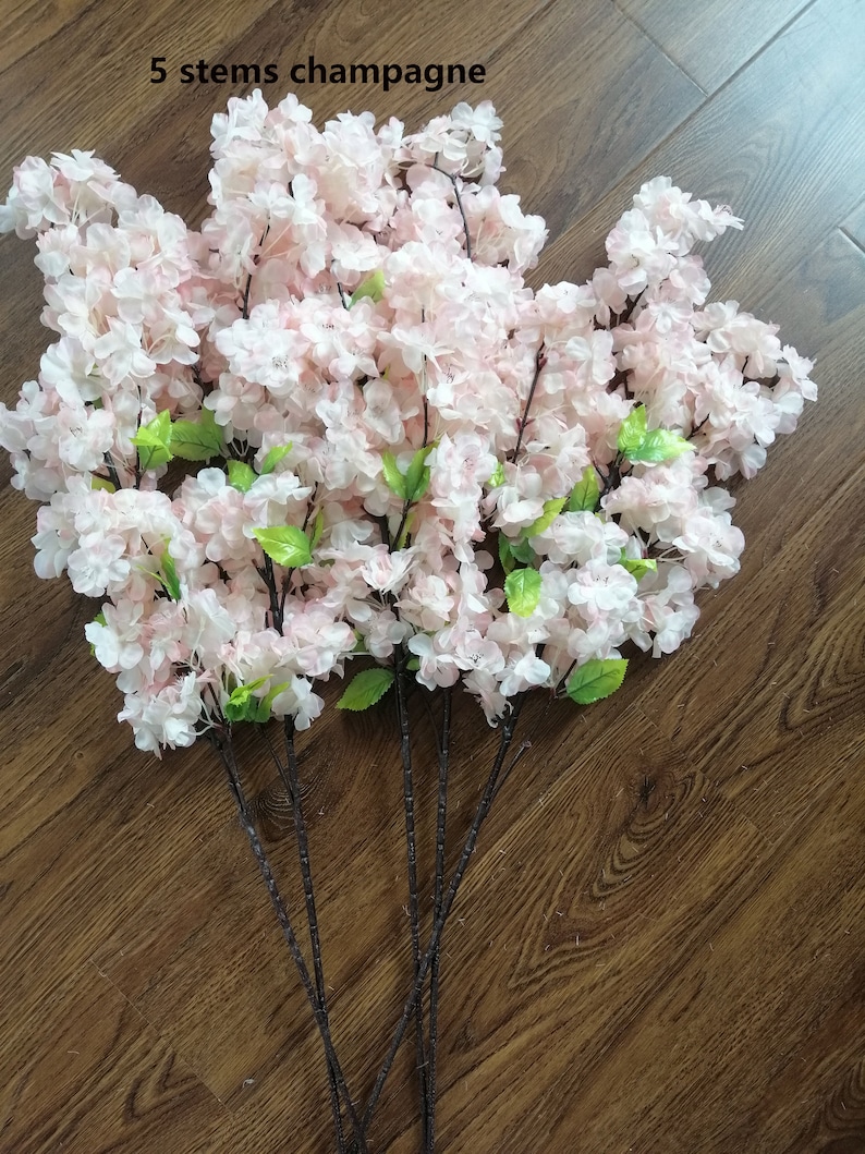 Wholesale 5 Stems Artificial Simulation Silk Cherry Blossom Etsy