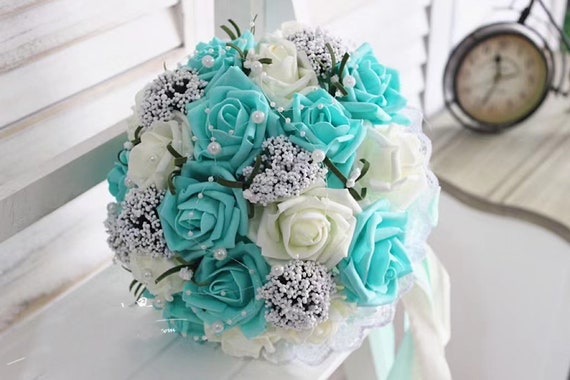 IPOPU 25 Rose Artificiali Glitterate In Schiuma PE – Verde – Con Stelo In Filo Flessibile Per Bouquet Fai Da Te, Decorazioni Nozze E Festa - 5