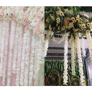10個 長さ1m/39.37インチ 藤の花輪 吊り下げ花 屋外結婚式セレモニー装飾 シルク藤のつる ウェディングアーチ 花飾り