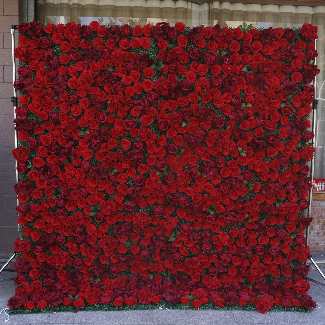 Popular Red Flower Wall Wedding Romantic Photography Backdrop Special ...