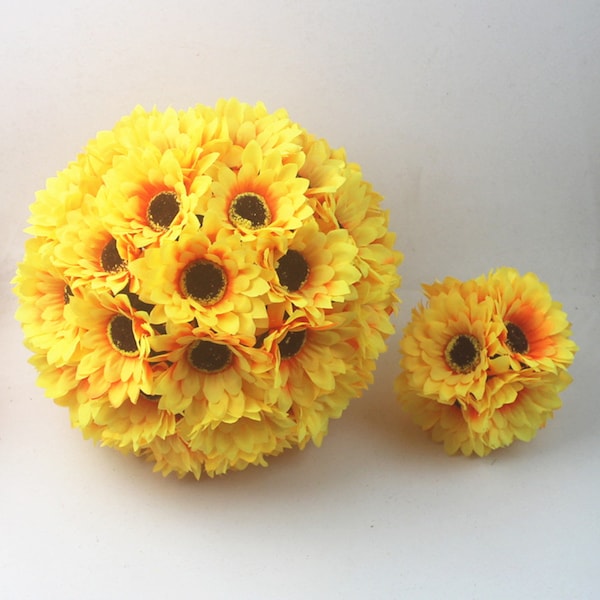 Sunflower Wedding Kissing Ball Flowers  Diam. 5.5"/7.5"/9.5" Daisy Pompom For Wedding Centerpieces Bridal Shower