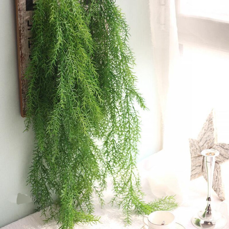 Bundle Artificial Hanging Plant Faux Leaves Grass Greenery Etsy