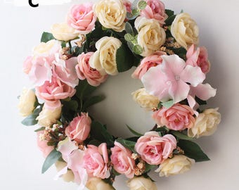 J'FLORU Ghirlanda primaverile artificiale da 56 cm, per porta d'ingresso, ghirlanda di margherite gialle per interni ed esterni, decorazione per la casa e celebrazione pasquale