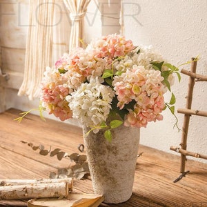 10 Stems Hydrangea Flower 18&#39;&#39; Tall, Artificial Hydrangea for Home Decor, Floral Arrangement, Spring Decoration, Centerpieces