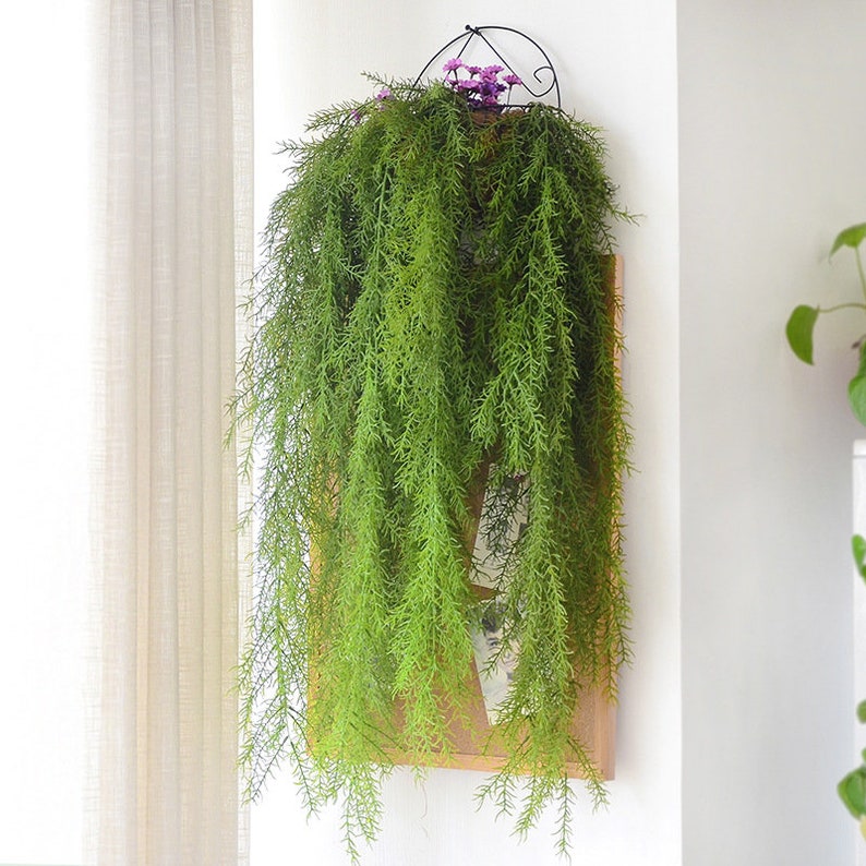 Bundle Artificial Hanging Plant Faux Leaves Grass Greenery Etsy