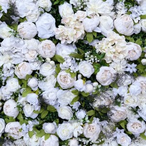 Ivory Flower Wall for Wedding Photography Backdrop Bridal Shower Special Event Party Arrangement Fake Floral Panels 15.75x23.62inch