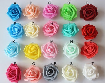 100 Heads Fake Rose PE Foam Flowers For Wedding Party Decor Arrangement  DIY Kissing Flower Balls Diam.6cm