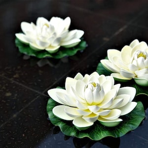 Artificial PE Foam Lotus Flowers 6 PCS Diam.17cm Simulation Water Lily Floating Pool Fish Tank Pond Plants Wedding Home Garden Decoration