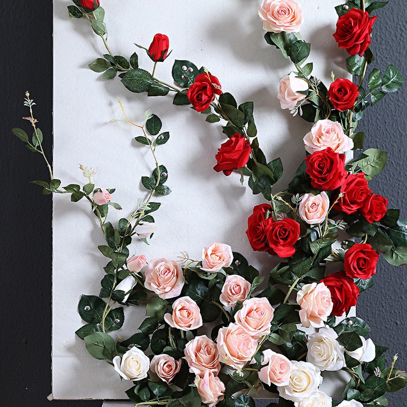 High Quality Artificial Flower Garland Simulation Vine Rose Etsy