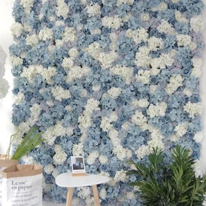 Panneaux muraux bleus de fleurs de mariage pour la fête, décoration d&#39;événement spécial, arrangement de mariage mural floral, panneaux de photographie 40*60 CM