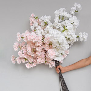 5 Stems Sakura Spring Flowers Length 101cm/39.8&quot; Artificial Simulation Silk Cherry Blossom Wedding Decor Arrangment Floral