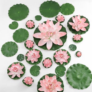 light Pink Lotus Artificial Simulation lotus Flowers PE Foam  Water Lily Floating Pool Fake Flowers Wedding Home Garden Pool Decoration
