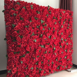 Full Red Rose Wedding Flower For Romantic Photography Backdrop Bridal Shower Special Event Arrangement Decor Fake Floral Panels 40x60cm