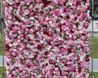 Parete Di Fiori Artificiali 40x60 Cm, 12 Pannelli, Decorazione Per Matrimoni E Feste, Sfondo Floreale Fai Da Te - 2