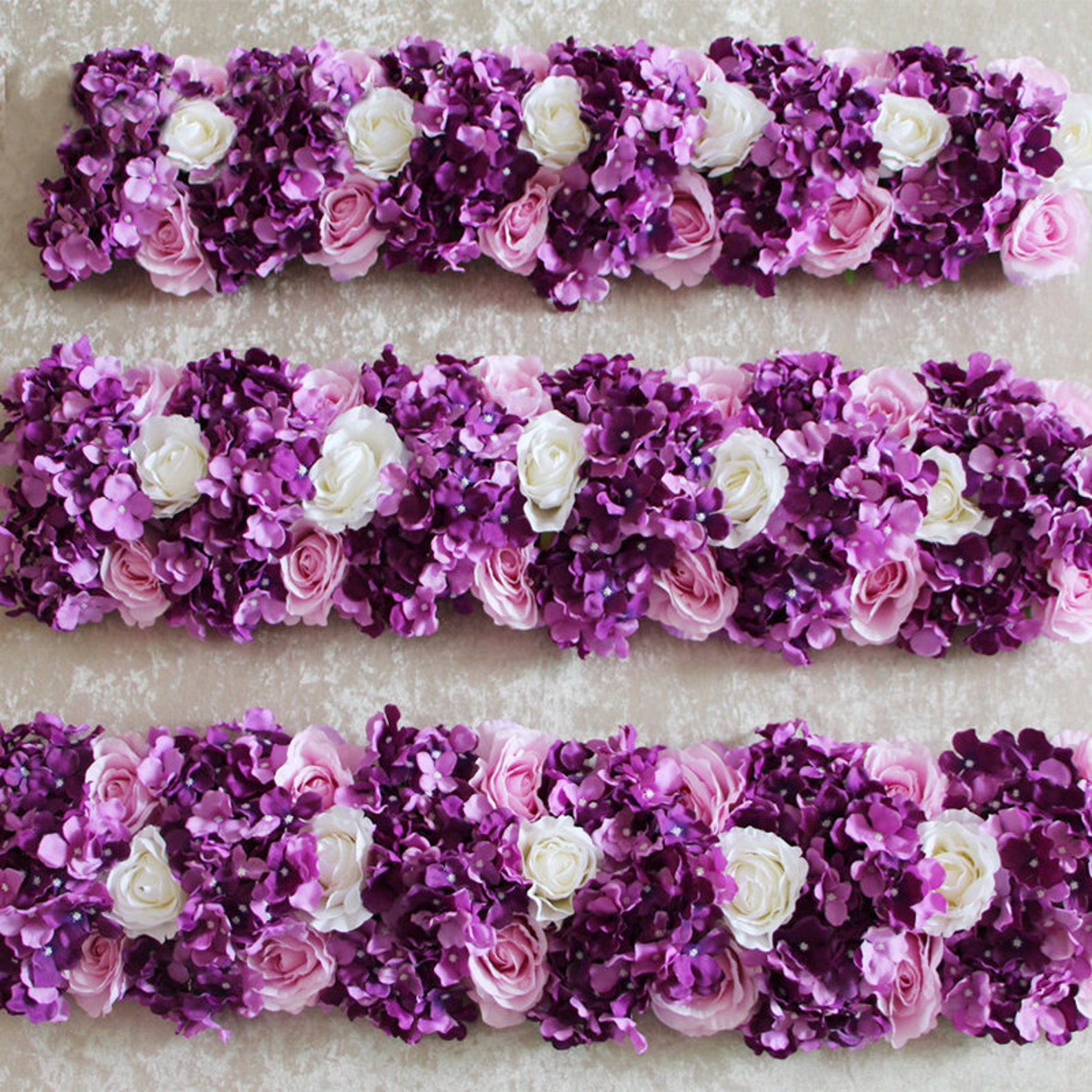 Purple Flower Row 20cmx50cm Wedding Backdrops Artifical Etsy