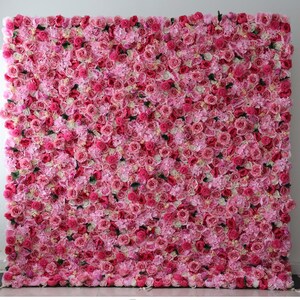Hot Pink Flower Wall For Wedding Arrangement Event Salon Party Photography Backdrop Fabric Rolling Up Curtain Fabric Cloth