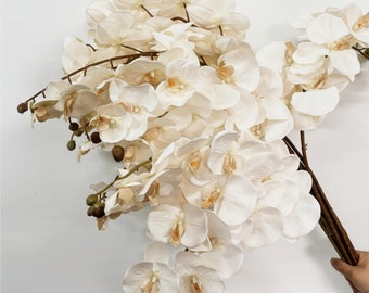Ivory White Luxury Butterfly Orchid Simulation Flower Stem 37" Tall Wedding Table Centerpiece Butterfly Orchid Phalaenopsis