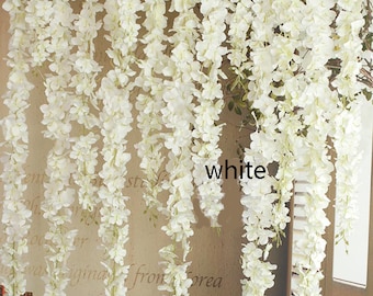 10 pcs Length 60/90/120cm Silk Wisteria Vine Garland Hanging Flowers For Outdoor Wedding Ceremony Arch Floral Decoration